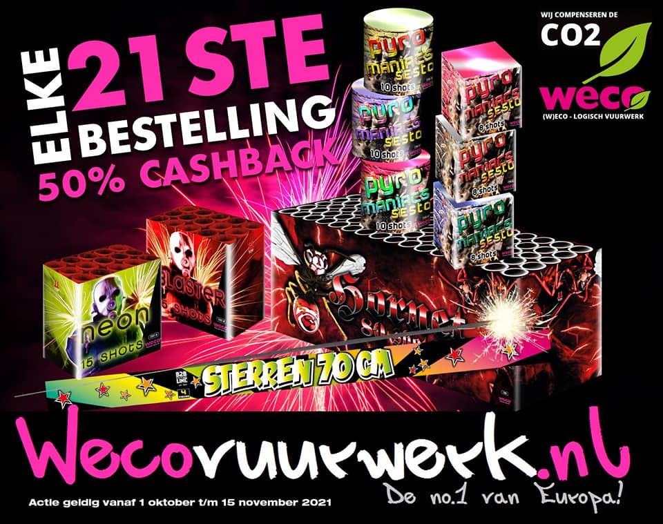 Elke 21e bestelling 50% cashback